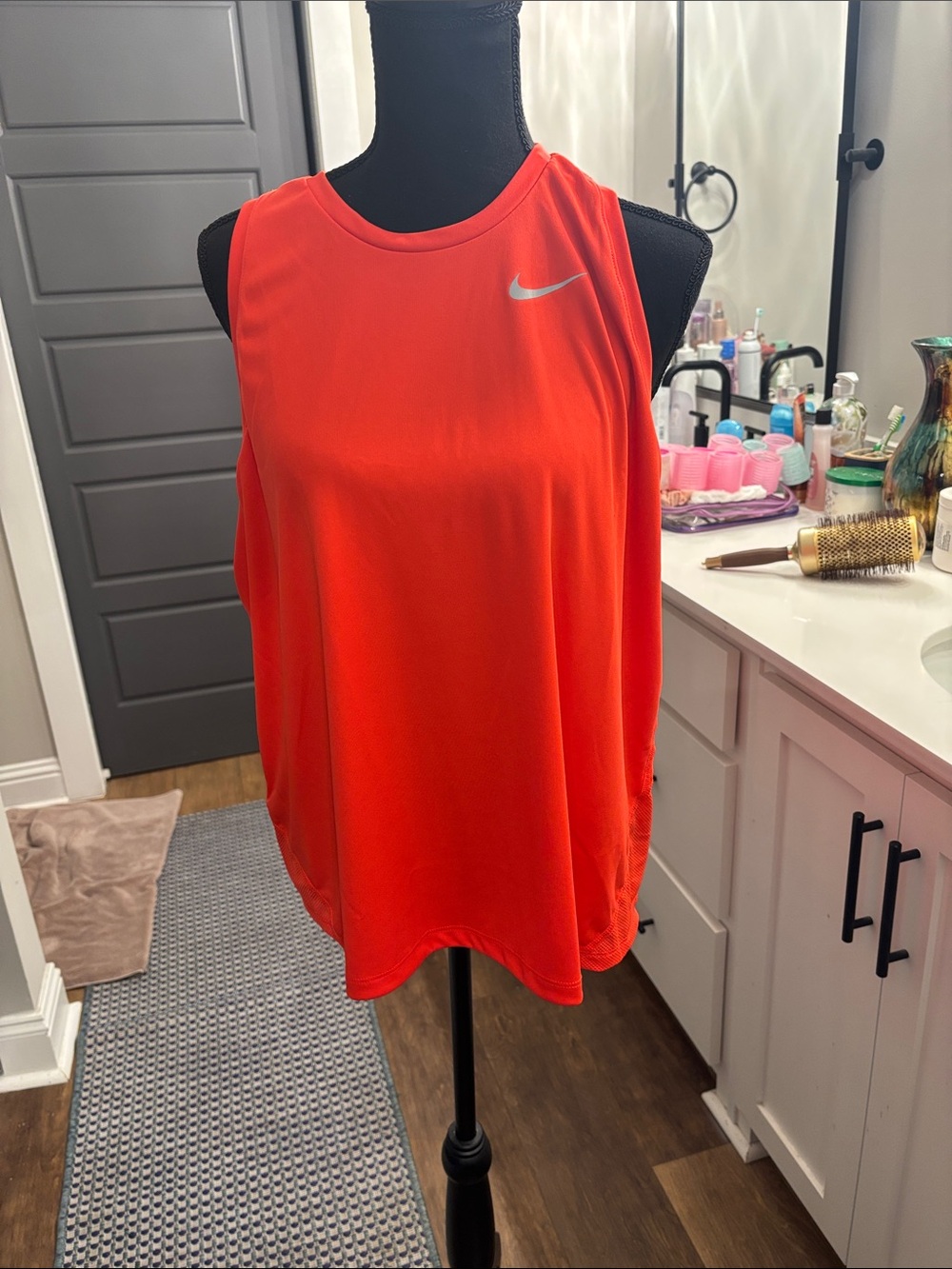 Nike Women’s Bright Red Performance Tank with Silver Swoosh
